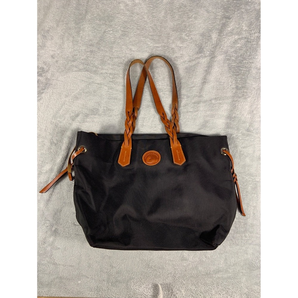 Dooney & Bourke Tote Bag M Black Womens Key Clip Braided Leather Handles